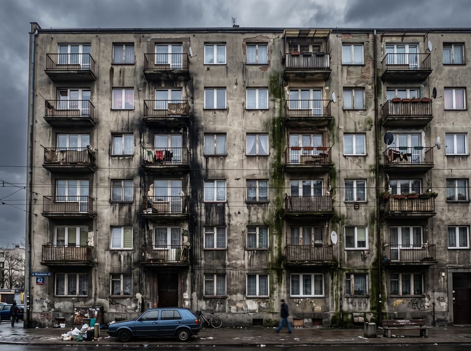 Elewacja betonowa przed czyszczeniem